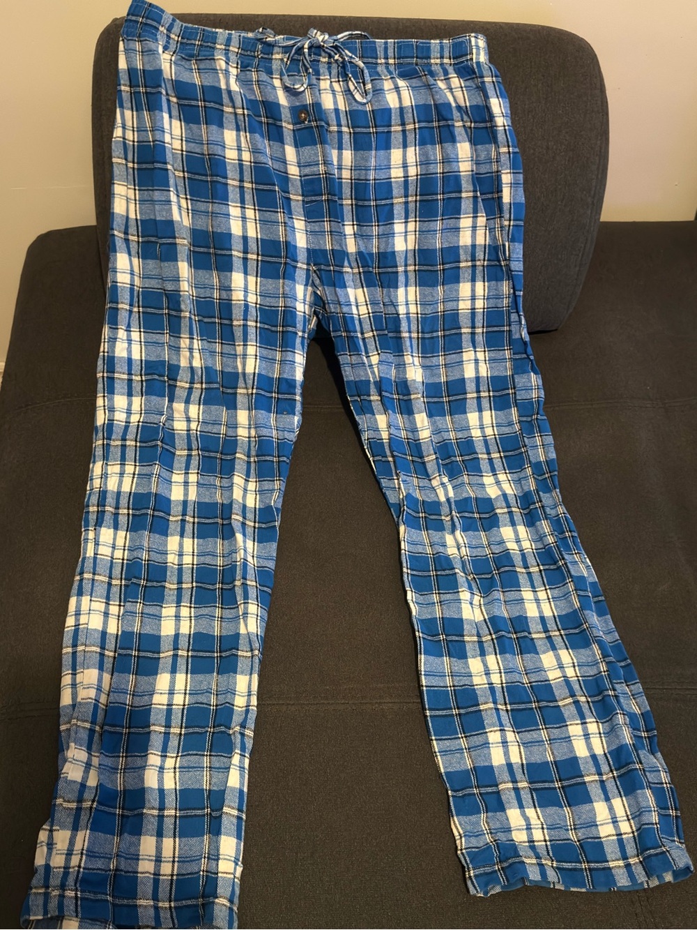 Men's Blue and White Plaid Lounge pyjama